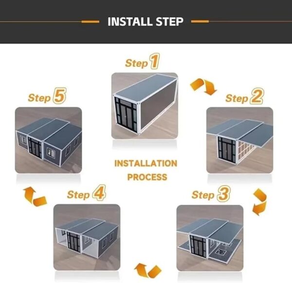 Tiny Homes to Live in for Adults, Expandable Container House Hurricane Proof Tiny House 40ft Prefab Home with 2 Bedrooms, 1 Fully Equipped Kitchen and Bathroom Tiny Homes for Sale Prefab - Image 2