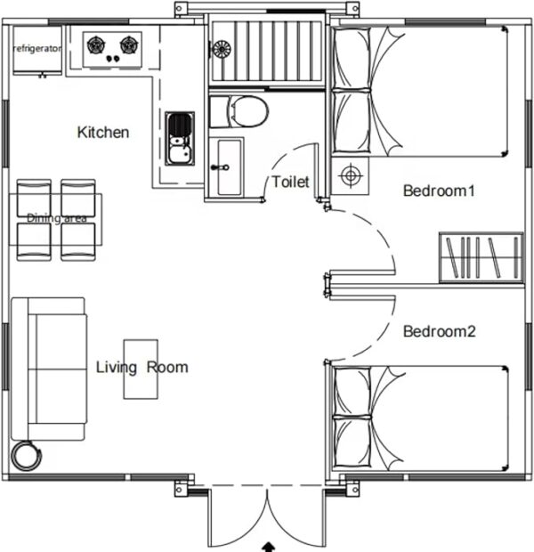 Prefab Tiny Homes for Sale, Extendable Container House Expandable Foldable Modular House with 2 Bedrooms, 1full Equipped Kitchen and Bathroom Tiny Homes to Live in for Adults - Image 7