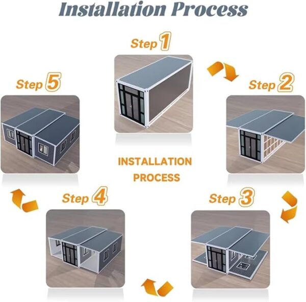 Prefabricated Prefab Mobile Tiny Home for Sale, Light Steel Roof 2 3 4 5 Bedroom 20ft 40ft Folding Expandable Container House Terrace with 2 Bedrooms, 1 Fully Equipped Kitchen and Bathroom - Image 7