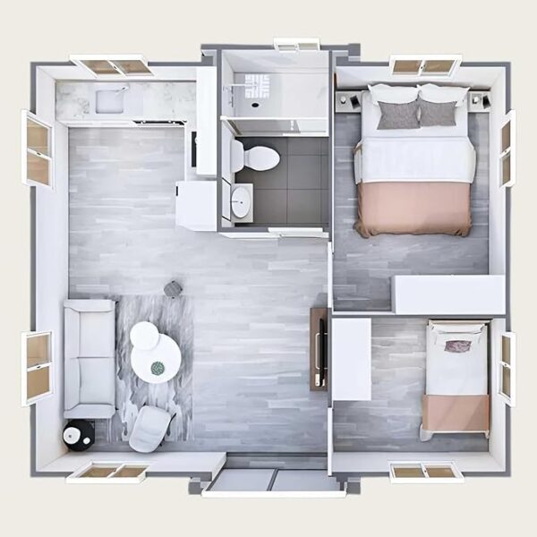 2 Story Tiny Home Structure Steel House Prefab Tiny Homes Prefabricated Expandable Container House Detachable Steel Container Frame Tiny Homes for Sale - Image 6
