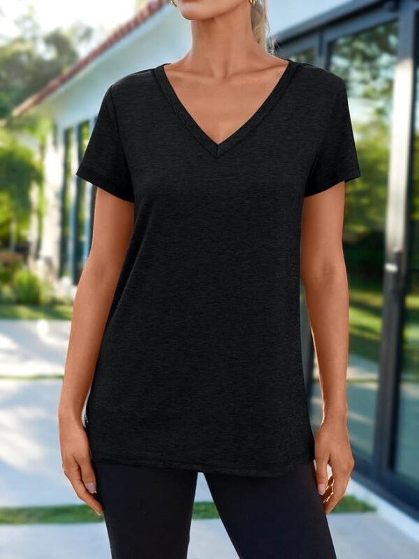 AUTOMET T-Shirts Short Sleeve V Neck Tees Tops for Women Fashion Trendy Lightweight Soft Casual Summer Outfits Clothes - Image 3
