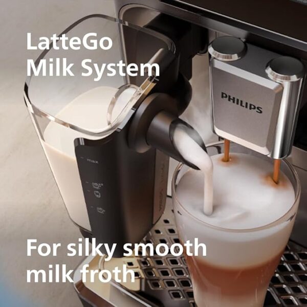 Philips 4400 Series Fully Automatic Espresso Machine – 12 Hot & Iced Coffees, Quick-to-Clean LatteGo Milk System, SilentBrew, QuickStart, Ceramic Grinder, Black Chrome (EP4444/90) - Image 5