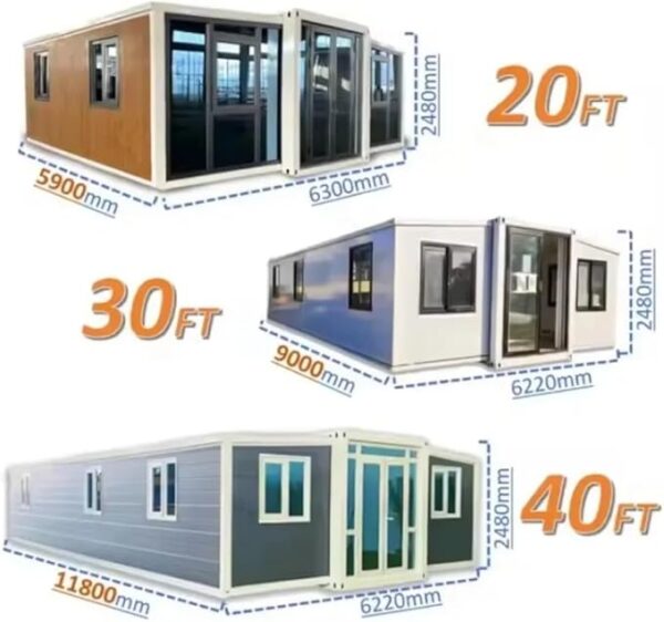 Tiny Homes to Live in for Adults, Expandable Container House Hurricane Proof Tiny House 40ft Prefab Home with 2 Bedrooms, 1 Fully Equipped Kitchen and Bathroom Tiny Homes for Sale Prefab - Image 3