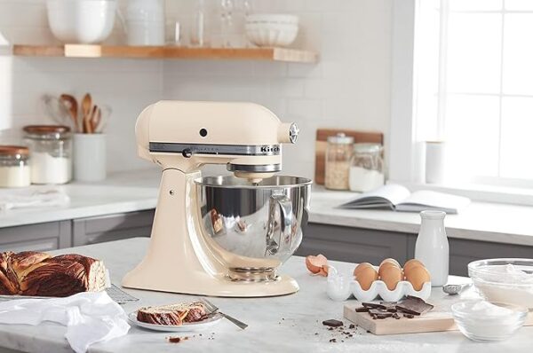 KitchenAid Artisan Series 5 Quart Tilt Head Stand Mixer with Pouring Shield KSM150PS, Almond Cream - Image 5