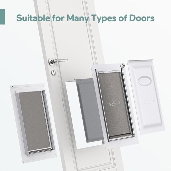 Baboni 3-Flaps Pet Door for Interior and Exterior Doors, Steel Frame and Telescoping Tunnel, Strong and Durable Dog Door (Pets Up to 100 Lb) -Large - Image 3