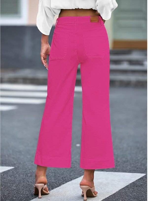 luvamia Wide Leg Jeans for Women Trendy High Waisted Flare Jeans Cropped Denim Pants Stretchy Baggy with Patch Pockets - Image 5