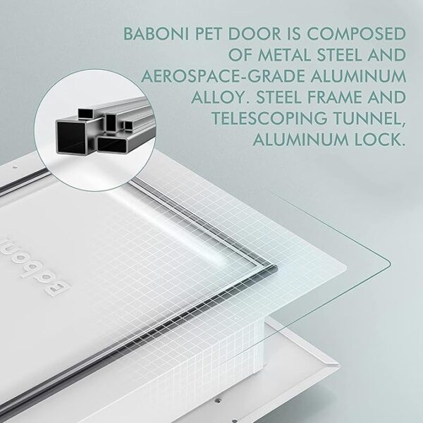 Baboni 3-Flap Pet Door for Wall, Steel Frame and Telescoping Tunnel, Aluminum Lock, Double Flap Dog Door and Cat Door, Strong and Durable (Pets Up to 100 Lb) -Large - Image 6