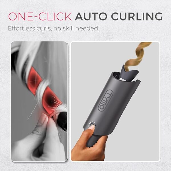 TYMO Automatic Rotating Curling Iron - TYMO CURLPRO Beach Waves Curling Wand, Portable Hair Curler, 500 Million Ionic, Dual Voltage & Lightweight for Travel, Ceramic Coating, 1 Inch, Metallic Gray - Image 6
