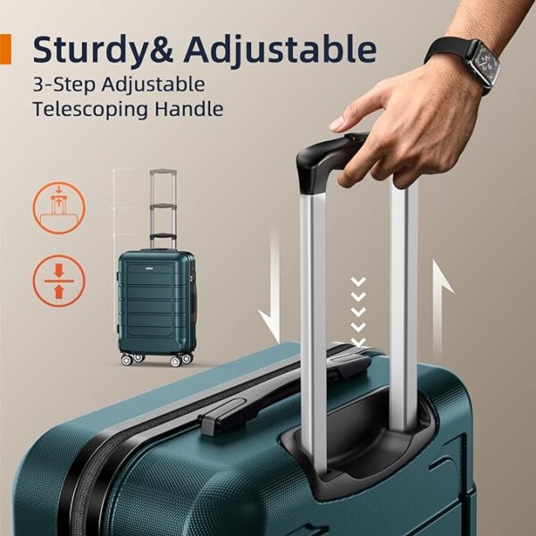 SHOWKOO Luggage Sets Expandable Suitcase Double Wheels TSA Lock (ArmyGreen) - Image 2