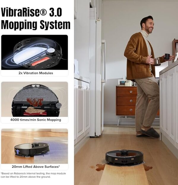 roborock S8 MaxV Ultra Robot Vacuum & Sonic Mop, 10000 Pa Suction, Corner to Edge Deep Cleaning, Hot Air Self-Drying, Auto Empty & Refill, Detergent Dispenser, Obstacle Avoidance, Black - Image 6