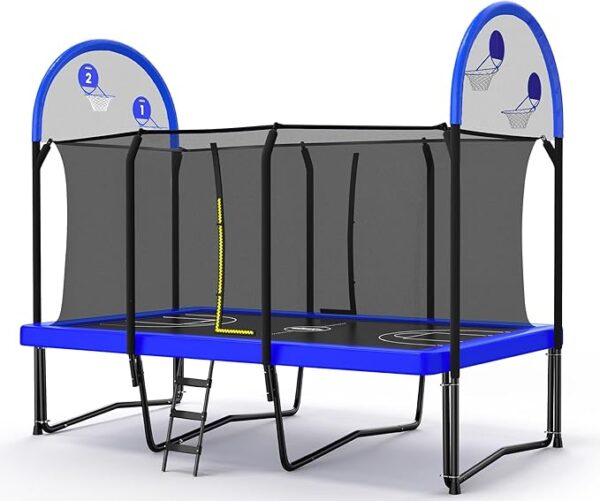 Zupapa 1500LBS Weight Capacity Rectangle Trampoline 10x17FT 9X15FT 8X14FT Outdoor Square Gymnastics Trampolines for Kids Adults Long Large Bid Rectangular Tumbling Trampoline