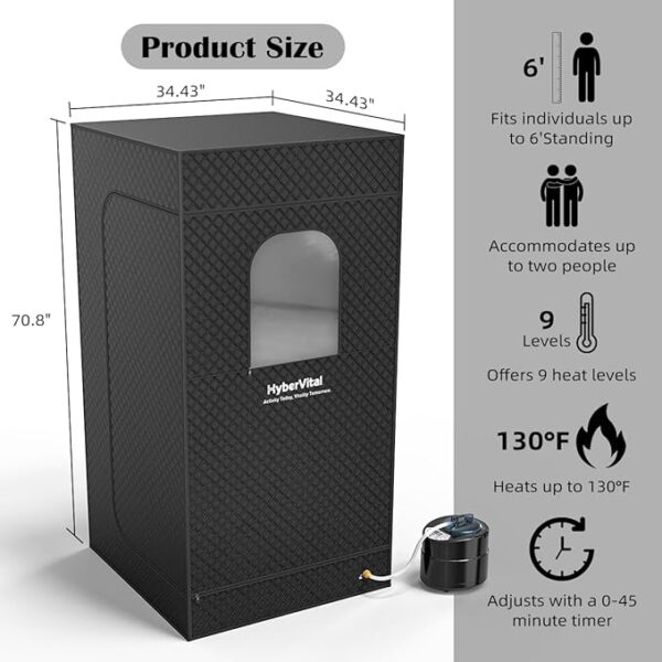Sauna Box, Portable Sauna for Home, Large Sauna Tent with 3.0L Steamer for Full Body SPA, Easy Assembly Quick Heat-Up Sauna Experience - Image 2