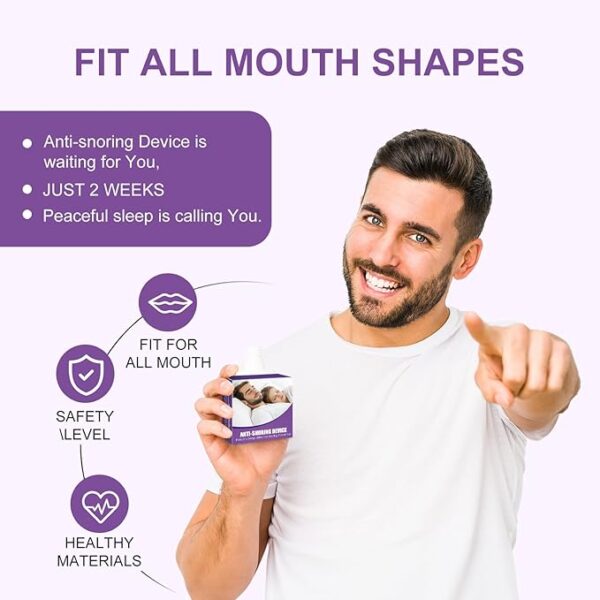 Anti Snoring Devices, Mouth Guard for Grinding Teeth at Night, Reusable Snoring Solution, Snoring Mouth Guard with Suitable Size, Anti Snoring Mouthpiece for Men & Women-Q62 - Image 2