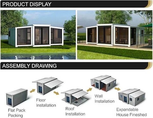 Tiny Homes to Live in for Adults, Expandable Container House Hurricane Proof Tiny House 40ft Prefab Home with 2 Bedrooms, 1 Fully Equipped Kitchen and Bathroom Tiny Homes for Sale Prefab - Image 4