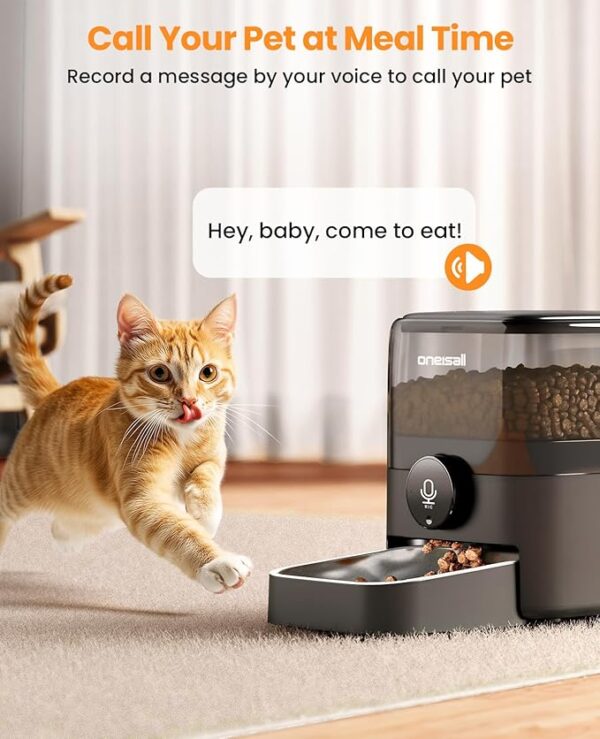 oneisall Automatic Cat Feeder, WiFi Rechargeable Cordless Pet Feeder, 100 Day Battery Operated Pet Feeder, 3L Timed Cat Food Dispenser for Large Kibble, Smart App Control, Black - Image 6