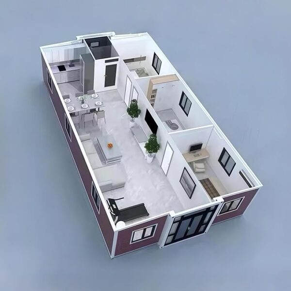 Portable Prefab Tiny Home for Sale, 40ft Prefabricated Modular Home - with 3 Bedrooms, 1 Full Equipped Bathroom & Kitchen, Expandable Container House to Live in for Adults Mobile Foldable House - Image 5