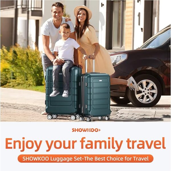 SHOWKOO Luggage Sets Expandable Suitcase Double Wheels TSA Lock (ArmyGreen) - Image 6