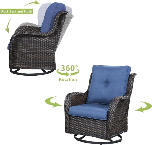 HUMMUH Patio Furniture 6 Pieces Outdoor Furniture Set Wicker Outdoor Sectional Sofa with Swivel Rocking Chairs,Patio Ottomans,Patio Coffee Table - Image 4