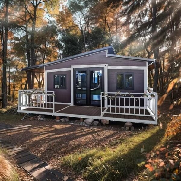 Prefabricated Tiny Homes for Sale, Modular Prefab Steel Expandable Container Granny Flat House with 1 Full Equiped Bathroom and Kitchen,1 2 3 Bedroom Fodable House to Live in for Adults