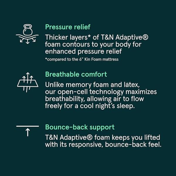 Kin By Tuft & Needle Firm 8" Queen Adaptive Foam Mattress in a Box, Cooling Pressure Relief, Balanced Support, 100 Night Trial, Fiberglass-Free, CertiPUR-US, 10-Year Limited Warranty - Image 2