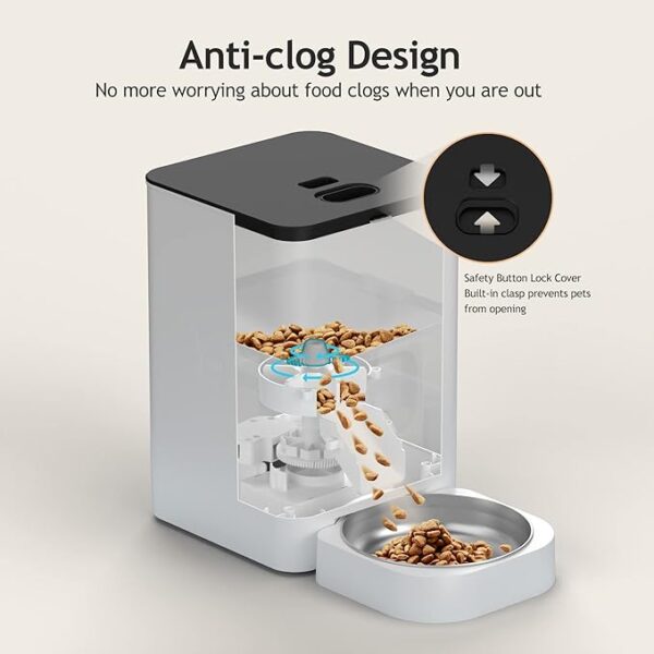 VOLUAS Automatic Cat Feeders - Timed Pet Feeder for Cats and Dogs with Dry Food Dispenser, Desiccant Bag, Programmable Portion Control, 4 Daily Meals, 10s Voice Recorder - Image 6