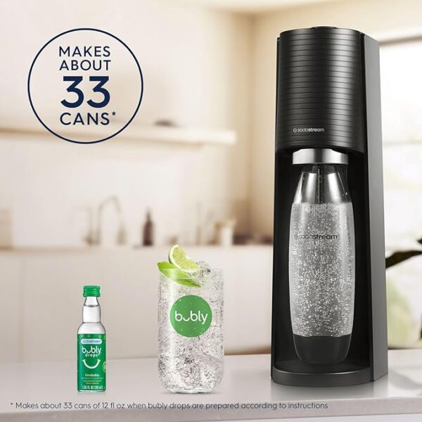 SodaStream - Terra Soda Streaming Machine - STARTER KIT - Sparkling Water Maker with CO2 & Bubly Drop - Eco-Friendly, No Batteries Needed - Black - Image 4
