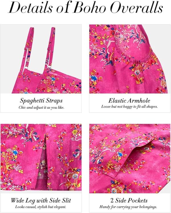 YESNO Women's Summer Boho Casual Jumpsuits Wide Leg Overalls Floral Print Baggy Rompers with Pockets PZZCR - Image 3