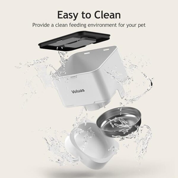 VOLUAS Automatic Cat Feeders - Timed Pet Feeder for Cats and Dogs with Dry Food Dispenser, Desiccant Bag, Programmable Portion Control, 4 Daily Meals, 10s Voice Recorder - Image 5