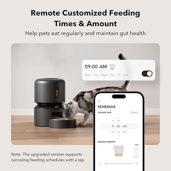 PETLIBRO Automatic Cat Feeder, 5G WiFi Automatic Pet Feeder with Freshness Preservation, 3L Timed Cat Feeders for Dry Food, Up to 48 Portions 10 Meals Per Day, Granary Pet Feeder for Cat/Dog, Black - Image 4