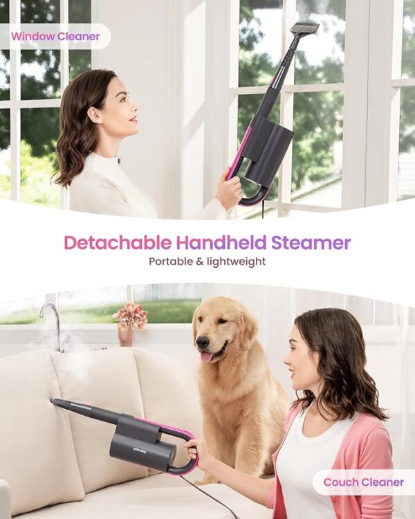 Schenley Steam Mop Cleaner with Detachable Handheld Steamer for Cleaning Hardwood, Laminate Floor, Tiles and Grout, with 7-in-1 Multi-purpose Accessories and Washable Microfiber Pads - Image 5