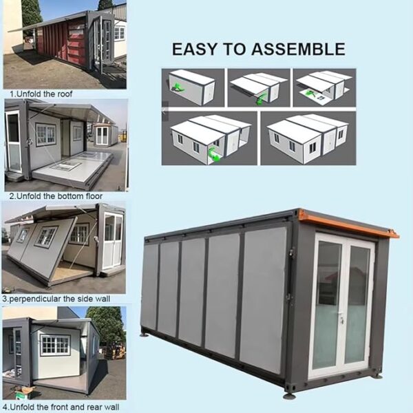 Foldable Expandable Container House Customizable 20ft 30ft 40ft Luxury Prefab Villa Portable Tiny Home with 1-3 Bedrooms Bathroom Living Room and Kitchen Ideal Prefabricated Solution - Image 2