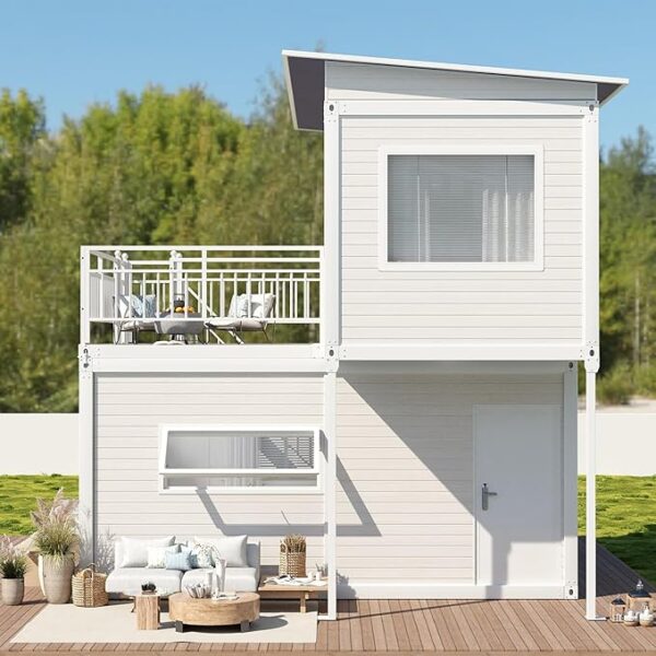 Two Story Tiny House, Flat-Pack House, Two-Story Tiny House, Prefabricated Dwelling with Aesthetic Appeal, Modern Design for Small Spaces, Package Installation