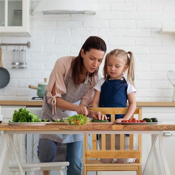 COSYLAND Kids Kitchen Step Stool，Toddler Standing Tower with CPC Certification, Removable Anti-Drop Railing Safety Rail Enjoys Unique Patented Design A Anti-tip Structure More Stable, Natural Bamboo - Image 4