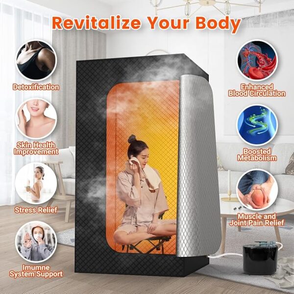 Sauna Box, Portable Sauna for Home, Large Sauna Tent with 3.0L Steamer for Full Body SPA, Easy Assembly Quick Heat-Up Sauna Experience - Image 4
