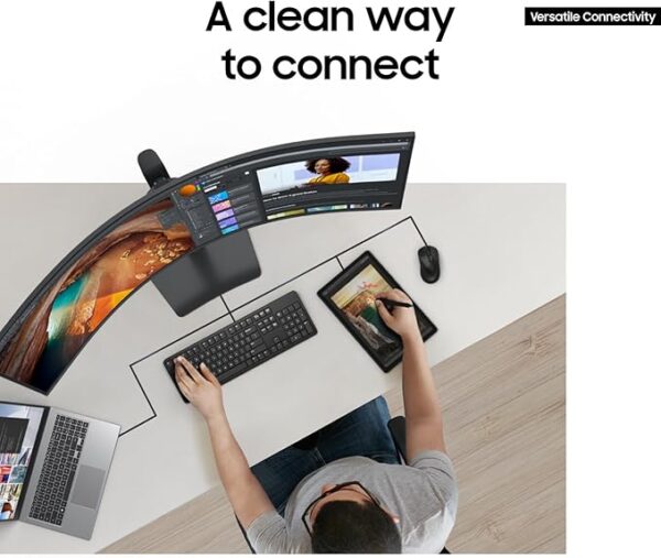 Samsung 49” Business Curved Ultrawide Dual QHD Computer Monitor, USB-C, DisplayPort, HDMI, 120Hz, VESA DisplayHDR 400, Built-in Speakers, Height Adjustable Stand, Eye Care, LS49C954UANXZA, 2024 - Image 7
