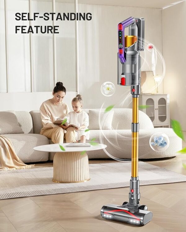 Cordless Vacuum Cleaner, 550W/45KPA Self-Standing Vacuum Cleaners for Home, Max 60Mins Anti-Tangle Stick Vacuum with Aromatherapy, Dual-Handheld Lightweight Vacuum for Pet Hair, Carpets, Hardwood - Image 2