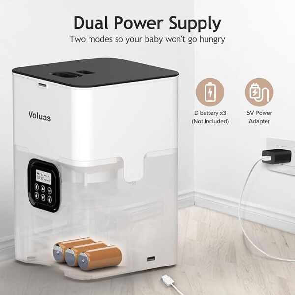 VOLUAS Automatic Cat Feeders - Timed Pet Feeder for Cats and Dogs with Dry Food Dispenser, Desiccant Bag, Programmable Portion Control, 4 Daily Meals, 10s Voice Recorder - Image 3