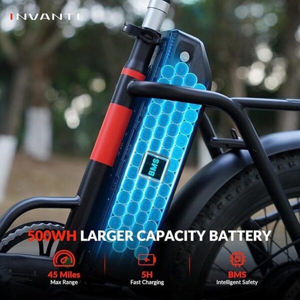 Electric Bike, 20" Fat Tire Step-Thru Electric Bicycle, 900W Peak Motor 45 Miles 20MPH Top Speed, Dual Suspension & 7-Speed Folding Ebike for Adults with Rear Rack - Image 2