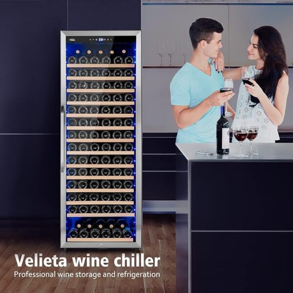 24 Inch Wine Cooler Refrigerator, 179 Bottles Professional Wine Cellars with Powerful Compressor,Quiet Operation and Elegant Design for The Wine Lovers - Image 3