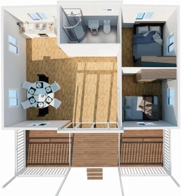 Prefabricated Houses Prefab Flat Pack Tiny House to Live in, Cont Two Floors Modular Homes, Expandable Tiny House Two Story Homes - Image 3