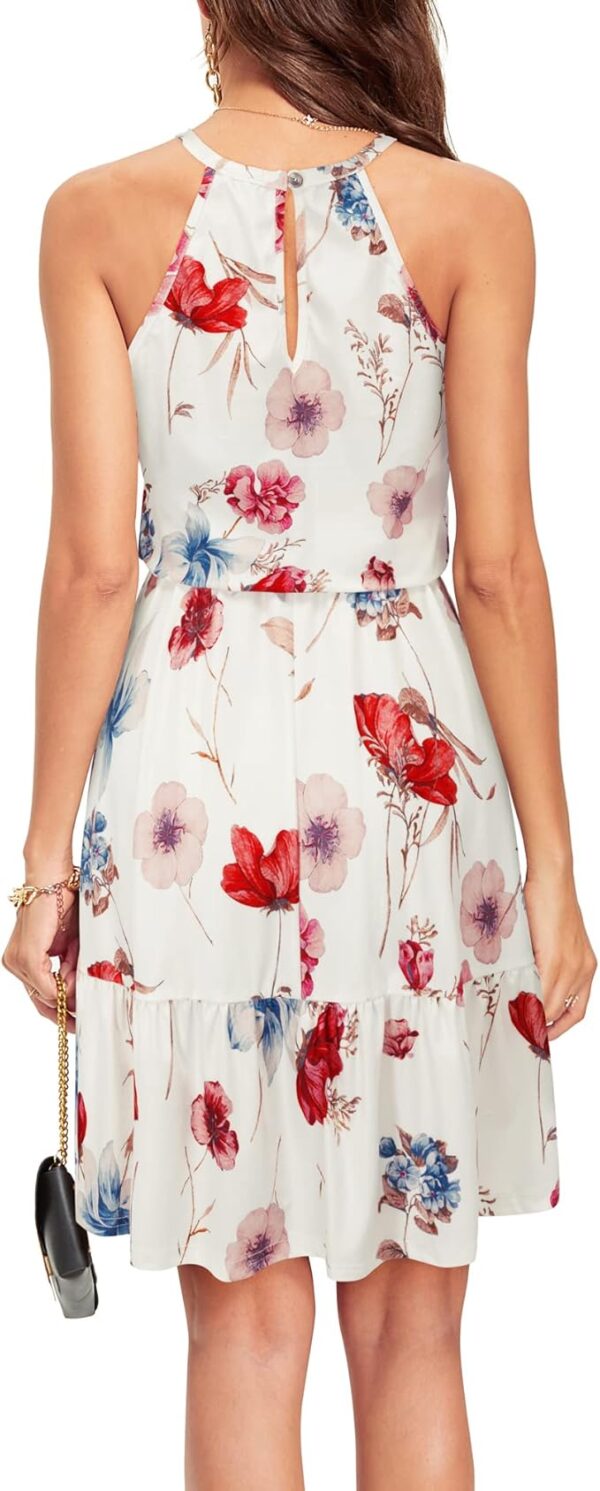 Newshows Womens 2025 Summer Dress Halter Wedding Guest Casual Beach Vacation Outfits Belted Sundresses with Pockets - Image 5