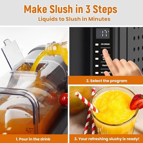 Slushie Machine - Professional Frozen Drink Maker No Ice Needed- 70 oz Slushy Machine for Home with LED Display - One-Touch Reservation & 6 Pre-set Programs for Frozen Margaritas, Frappés & Ice Cream - Image 2