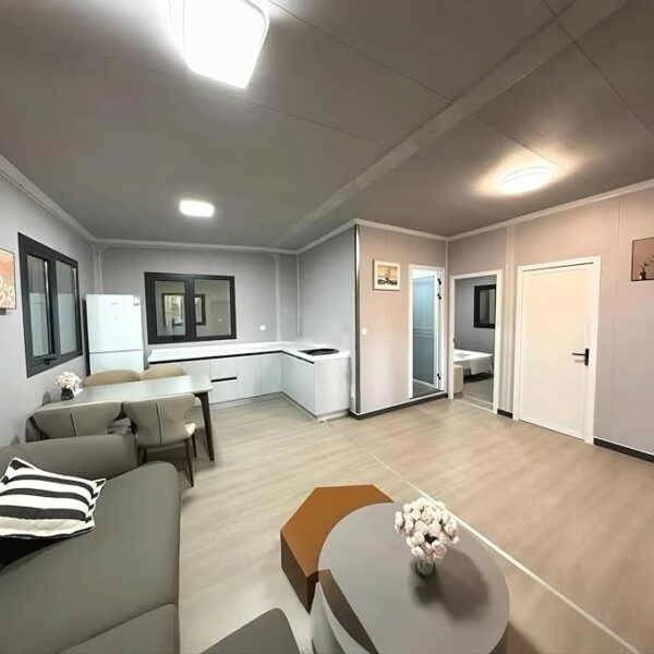 2025 Prefab Tiny Home for Sale, 19x20FT Mobile Prefabricated Tiny House with 2 Bedrooms, 1 Full Equiped Bathroom and Kitchen, Expandable Container House to Live in for Adults, Modular Foldable Home - Image 3