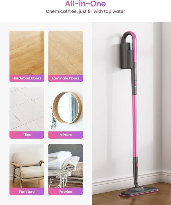 Schenley Steam Mop Cleaner with Detachable Handheld Steamer for Cleaning Hardwood, Laminate Floor, Tiles and Grout, with 7-in-1 Multi-purpose Accessories and Washable Microfiber Pads - Image 4