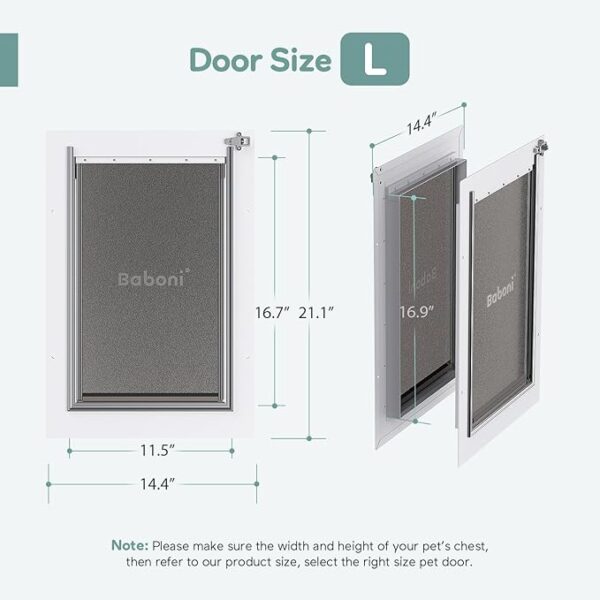 Baboni 3-Flaps Pet Door for Interior and Exterior Doors, Steel Frame and Telescoping Tunnel, Strong and Durable Dog Door (Pets Up to 100 Lb) -Large - Image 5