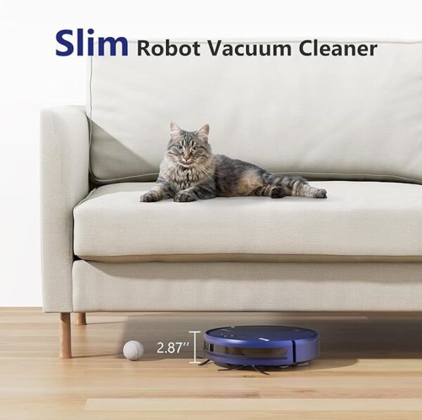 Robot Vacuum and Mop Combo, WiFi/App/Voice, Robotic Vacuum Cleaner with Schedule, 2 in 1 Mopping Robot Vacuum with Water Tank and Dustbin, Self-Charging, Slim, Ideal for Hard Floor, Pet Hair, Carpet - Image 4
