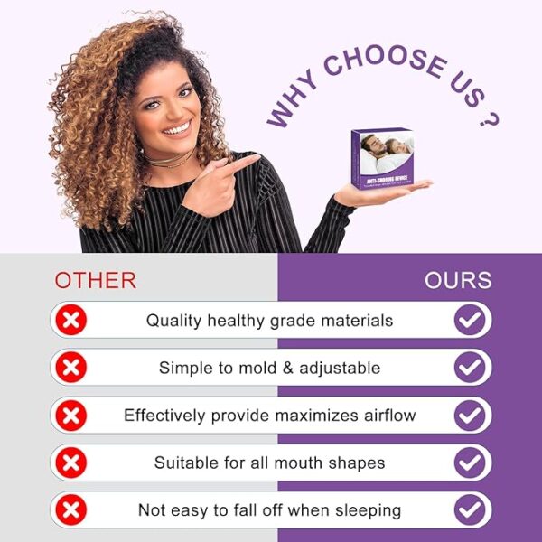 Anti Snoring Devices, Mouth Guard for Grinding Teeth at Night, Reusable Snoring Solution, Snoring Mouth Guard with Suitable Size, Anti Snoring Mouthpiece for Men & Women-Q62 - Image 3
