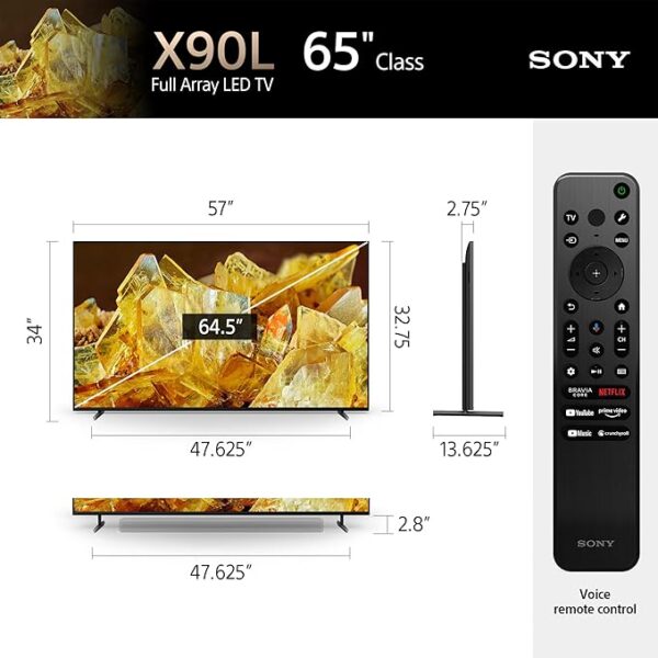 Sony 65 Inch 4K Ultra HD TV X90L Series: BRAVIA XR Full Array LED Smart Google TV with Dolby Vision HDR and Exclusive Features for The PlayStation® 5 XR65X90L- Latest Model,Black - Image 5