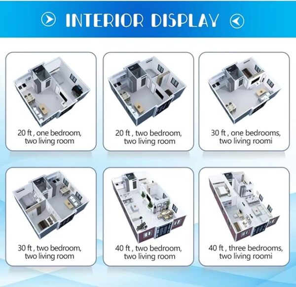 Prefabricated Prefab Mobile Tiny Home for Sale, Light Steel Roof 2 3 4 5 Bedroom 20ft 40ft Folding Expandable Container House Terrace with 2 Bedrooms, 1 Fully Equipped Kitchen and Bathroom - Image 4