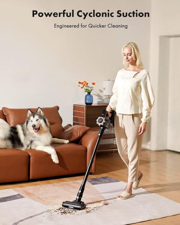 Cordless Vacuum Cleaner, 8-in-1 Lightweight Stick Vacuum with 45mins Runtime, Powerful Suction, Rechargeable Cordless Vacuum for Carpet, Tile, Pet Hair, Hardwood Floors, Black - Image 6